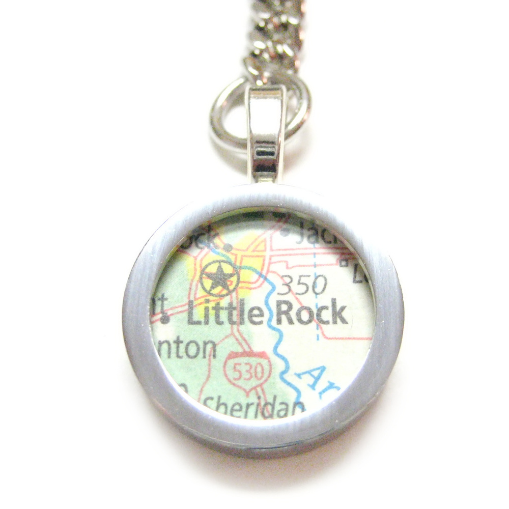 Little Rock Arkansas Map Pendant Keychain